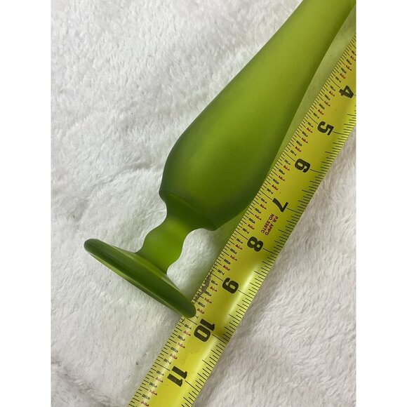 Vintage Westmoreland Green Satin Bud Swung Vase - 10" Mid Century Modern MCM - Picture 7 of 9